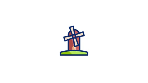 Windmill Animated Icon Stock Footage 320236631