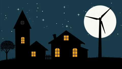 Windmill Animation Video stock 303766382