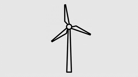 Windmill animation on transparent background Video stock 346228801