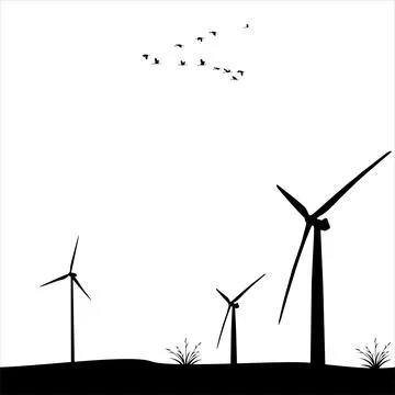 Windmill background design. Windmill background. Renewable energy background Stock Illustration