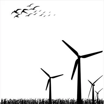 Windmill background design. Windmill background. Renewable energy background Stock Illustration