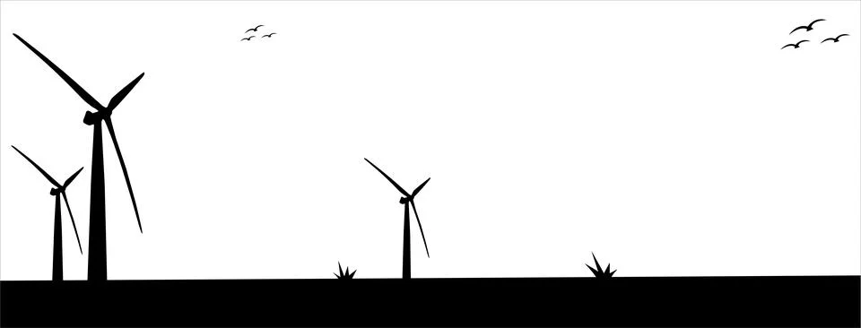 Windmill background design. Windmill background. Renewable energy background Stock Illustration