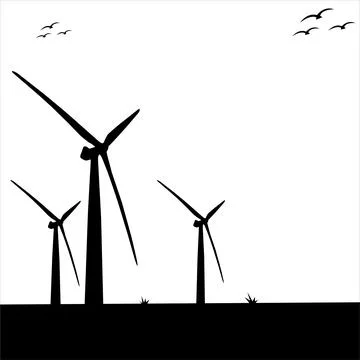 Windmill background design. Windmill background. Renewable energy background Stock Illustration