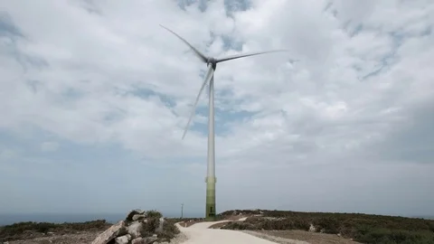 Windmill on the background of the sea Stock Footage 81387312