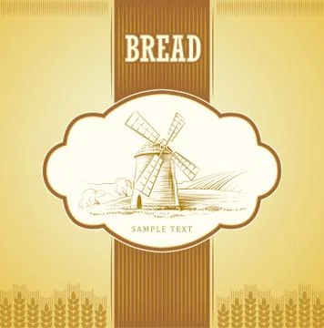 Windmill . Bakery. labels, pack for bread, bakery Stock Illustration