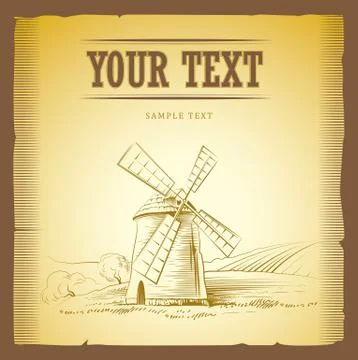 Windmill . Bakery. labels, pack for bread, bakery Stock Illustration