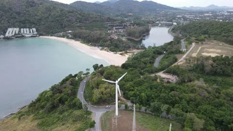 Windmill at the beach Stock Footage 194380995