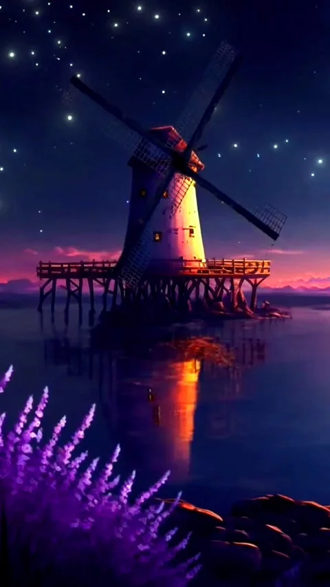 Windmill on the beach Stock Footage 252570575