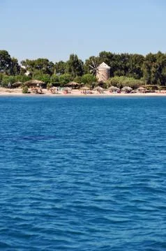 Windmill at beach Stock Photos