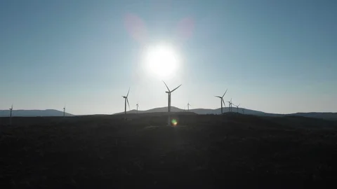 Windmill with beatiful sunset aerial view 06 Stock Footage 114458669