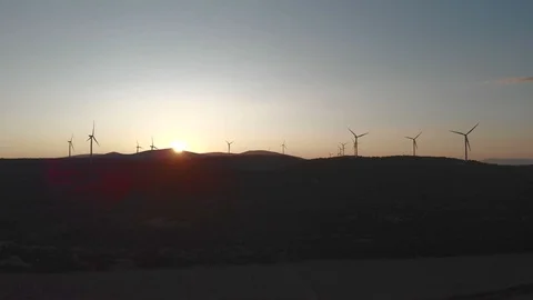Windmill with beatiful sunset aerial view 03 Stock Footage 114687144