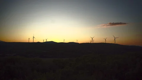 Windmill with beatiful sunset Stock Footage 114687498