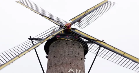 Windmill belgium, close low angle shot, 4K Stock Footage 56701827