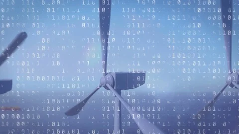 Windmill with binary codes Stock Footage 112015344