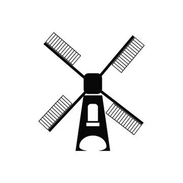 Windmill black line icon,Vector illustration.EPS 10 Stock Illustration