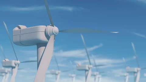 Windmill blade rotation for alternative energy, wind turbine work clean climate Stock Footage 74955580