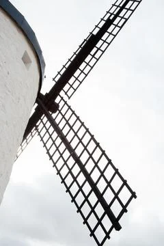 Windmill blades seen from below. Windmill at Consuegra, Toledo Stock Photos