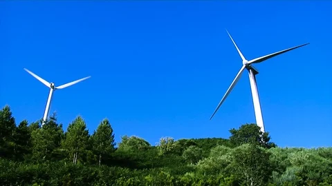 Windmill Blue day Stock Footage 78938908