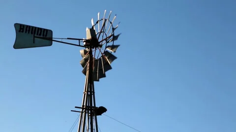 Windmill with blue sky and clouds 스톡 동영상 33368380