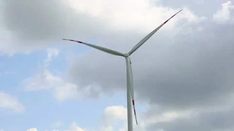 Windmill on blue sky with clouds background Stock Footage 58670920
