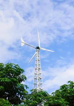 Windmill with blue sky Stock Photos