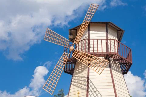 Windmill with blue sky Stock Photos