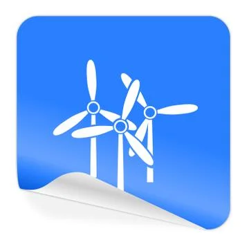 Windmill blue sticker icon Stock Illustration