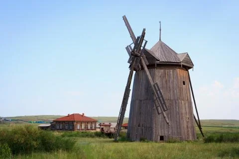The windmill with broken blades Stock Photos
