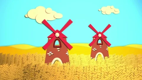 Windmill Cartoon Stock Footage 121149060