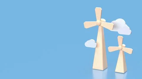 The Windmill for clean energy  for ecology concept 3d Rendering. Stock Illustration