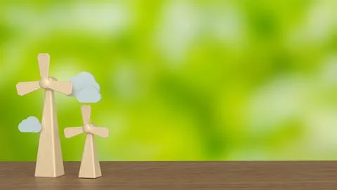 The Windmill for clean energy  for ecology concept 3d Rendering. Stock Illustration