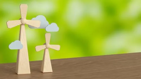 The Windmill for clean energy  for ecology concept 3d Rendering. Stock Illustration