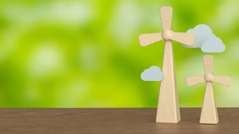 The Windmill for clean energy  for ecology concept 3d Rendering. Stock Illustration