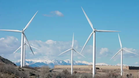 Windmill clean power technology mountain valley P HD 8843 Stock Footage 1160168