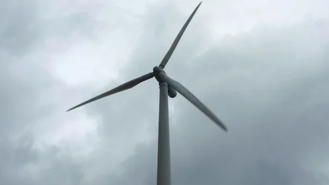 Windmill close-up cloudy sky slow-motion Stock Footage 117178624