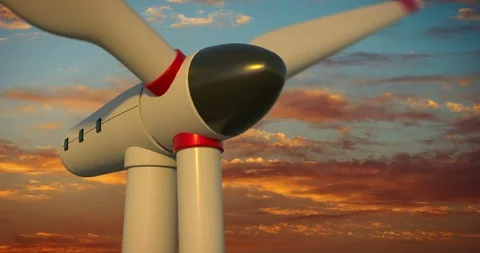 Windmill closeup in sunset looping animation with alpha mask Stock Footage 103504845
