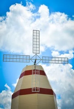 Windmill on cloud and  blue sky background / Wind turbine Stock Photos