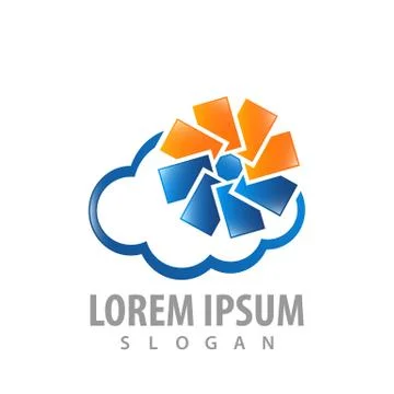 Windmill with Cloud line tech concept design. Symbol graphic template element Illustrazione stock