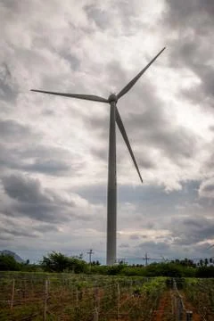 Windmill with cloudy background Stock Photos