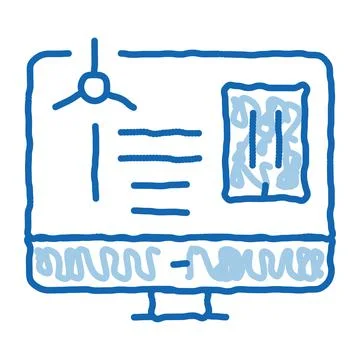 Windmill computer control doodle icon hand drawn illustration Stock Illustration