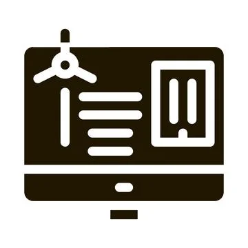 Windmill computer control icon Vector Glyph Illustration Illustrazione stock