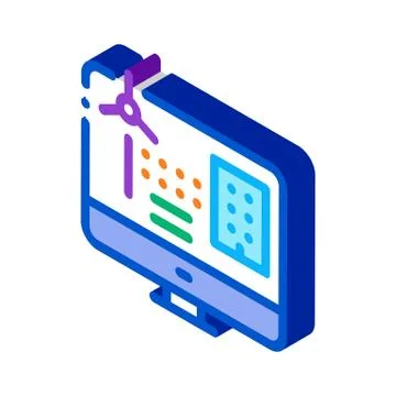 Windmill computer control isometric icon vector illustration Illustrazione stock