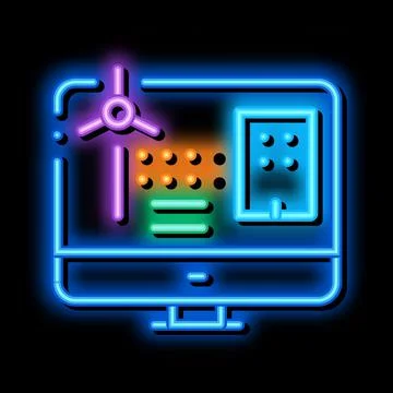 Windmill computer control neon glow icon illustration Illustrazione stock