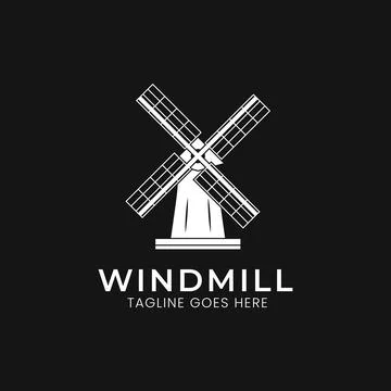 Windmill Concept, With Monogram Style Perfect for Brand Logo Stock Illustration