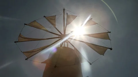 Windmill, Crete, greece Stock Footage 29664938