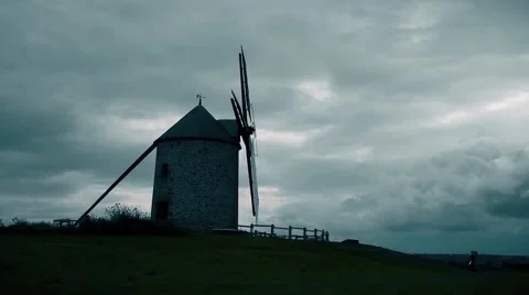 Windmill on a dark background Stock Footage 66533398