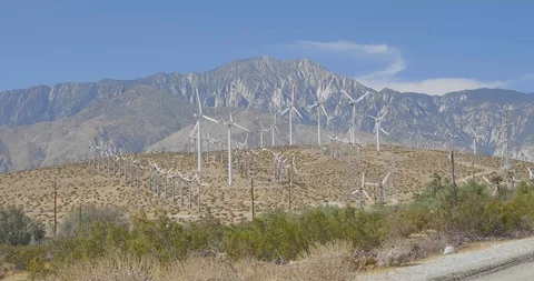 Windmill at the Desert Stock Footage 114795468
