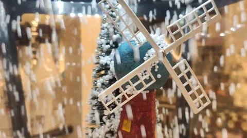 A windmill is on display at the store ahead of Christmas Stock Footage 144076151
