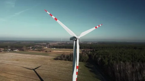 Windmill from drone point of view Stock Footage 265410935