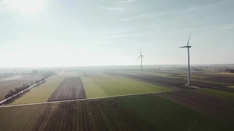 Windmill from drone point of view Stock Footage 265411155